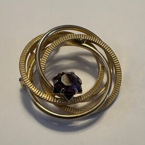 Gold and Purple Swirl Brooch